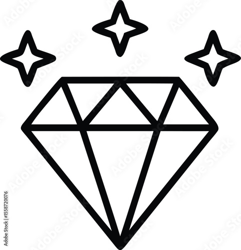 Diamond with three stars icon