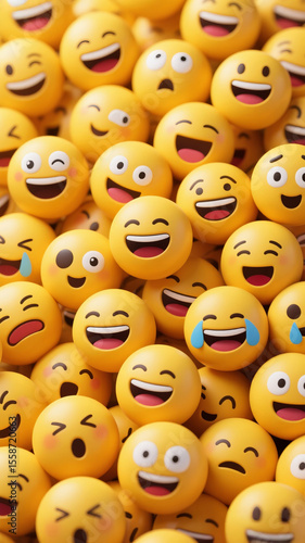 Yellow emoji spheres background.