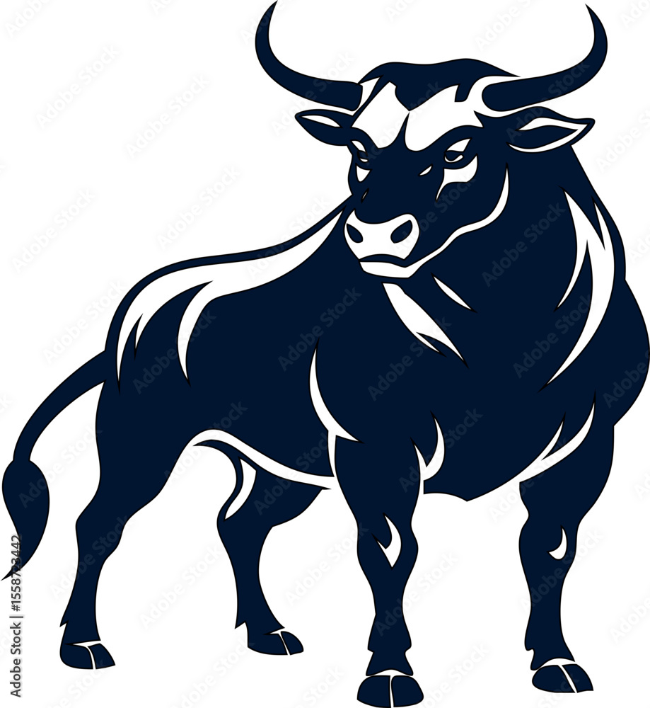 Angry bull vector with pointed horns. Silhouette design great for western, rodeo, or financial market themes. Angry bull vector with pointed horns. Silhouette design great for western, rodeo, or financial market themes.