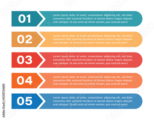 Colorful numbered horizontal bars infographic template, perfect for presenting sequential information, steps, or a list in a clear and engaging format.