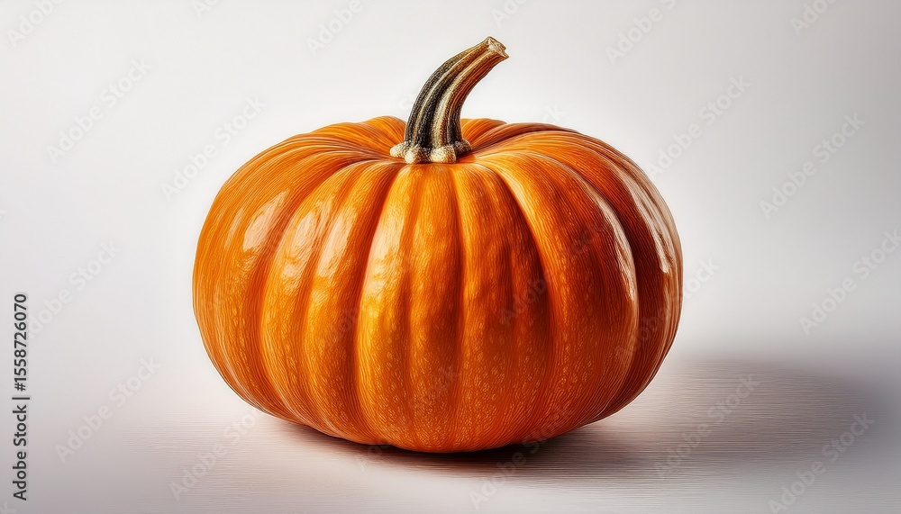 Fototapeta premium painted depiction of a single pumpkin on a white background
