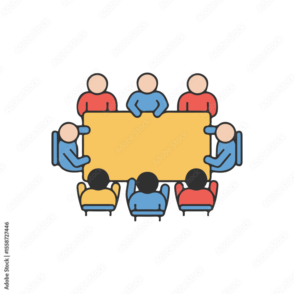 Obraz premium business meeting Vector Icons – People Around a Table icon, suitable for infographics and app designs