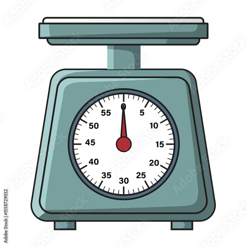 Kitchen scale illustration for accurate ingredient measurement, perfect for cooking, baking, and maintaining precise recipes in any culinary setting.