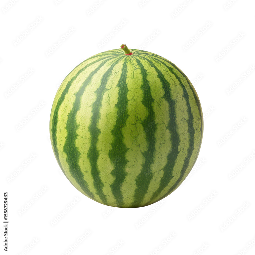 Fresh and Juicy Watermelon with Striped Green Rind on White Background for Summery Food Inspiration Transparent background or png Fresh and Juicy Watermelon with Striped Green Rind on White Background for Summery Food Inspiration Transparent background or png
