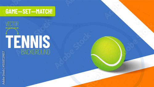 Tennis background with ball, racket shadow, playground line and noisy texture