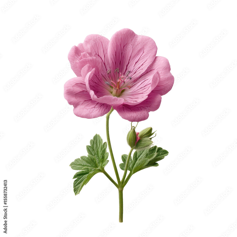 Delicate Pink Flower with Green Leaves Against a White Background, Perfect for Nature and Floral Themes in Designs Transparent background or png Delicate Pink Flower with Green Leaves Against a White Background, Perfect for Nature and Floral Themes in Designs Transparent background or png