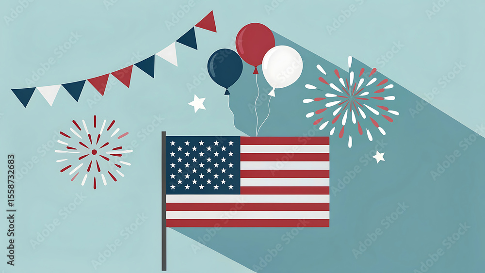 Obraz premium Happy Independence Day United States Of America 4th July Celebration Concept