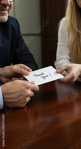 Thank You Card Exchange in Corporate Office
