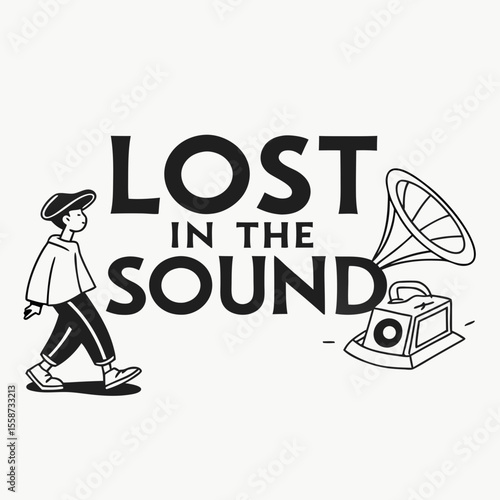 Wallpaper Mural Creative Typography Minimalist T-shirt Design, Lost in the Sound Torontodigital.ca