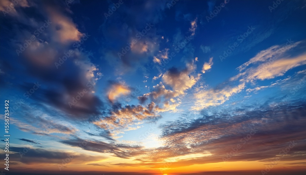 Fototapeta premium dramatic blue sky and orange sunrise or sunset