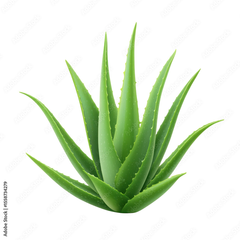 Obraz premium Lush Green Aloe Vera Plant Isolated on a Transparent Background Displaying Vibrant Leaves in a Natural Arrangement Transparent background or png