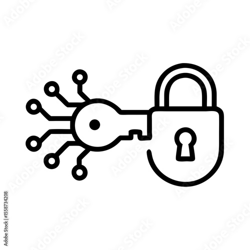 A digital key unlocking a padlock, symbolizing security and protection in the digital realm.