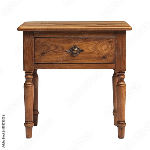 Wooden nightstand with one drawer and turned legs simple design perfect for bedroom