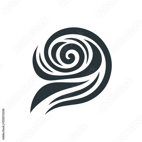 Abstract tribal wind swirl icon in gray