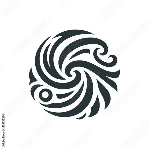 Abstract tribal wind swirl icon in gray
