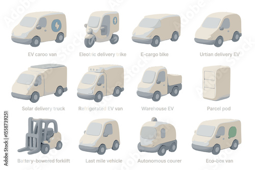 Assorted electric delivery vehicles and pods for urban logistics