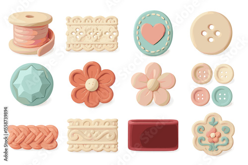 Assorted colorful decorative buttons and embellishments