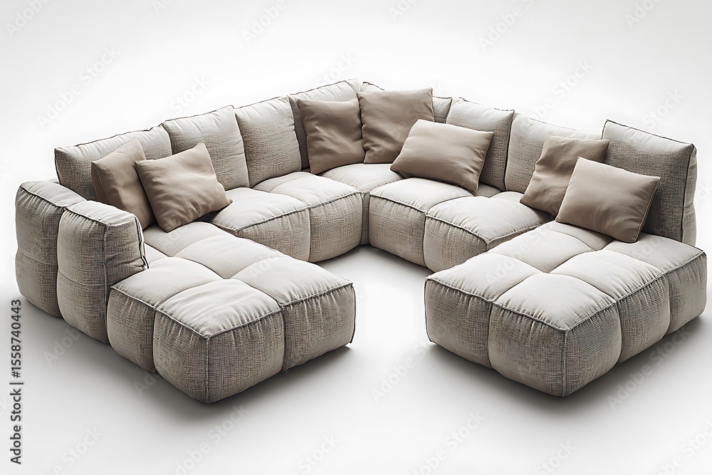 Fototapeta premium Large modular sectional sofa with cushions high resolution picture
