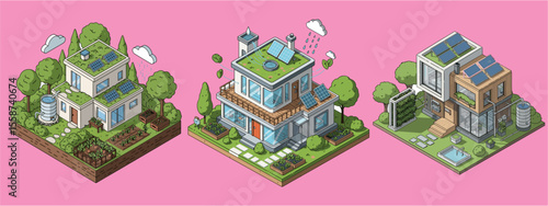 Sustainable Architecture Concept – Green Home with Urban Farming and Solar Energy