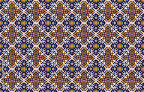 Geometric ethnic pattern traditional Design for background,carpet,wallpaper,clothing,wrapping,Batik,fabric,sarong,Vector illustration embroidery style.
