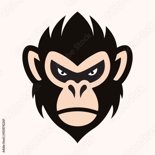 Angry Gorilla Face logo Vector Cartoon Illustration