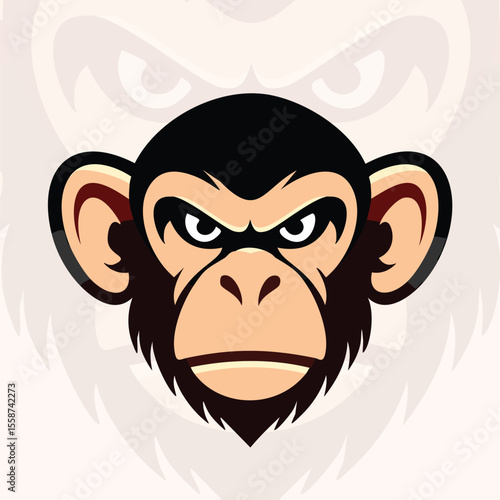 Black Angry Gorilla Head Vector Illustration