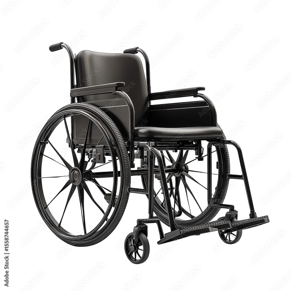 Fototapeta premium Black Wheelchair Accessibility Medical Equipment Transport Disability on transparent background