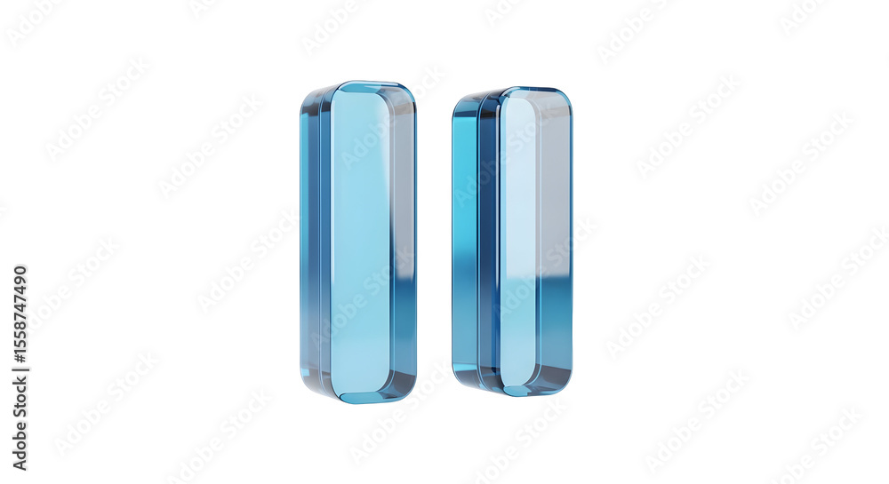 Pause Button Twin Bars 3D Glossy Blue Icon Isolated on White Pause Button Twin Bars 3D Glossy Blue Icon Isolated on White