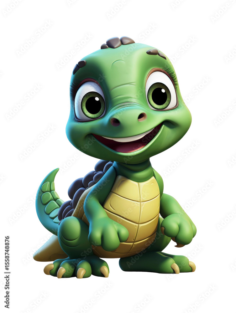 Fototapeta premium Joyful Cartoon Dragon Character with Big Eyes and Friendly Smile, Perfect for Children's Media and Storytelling Themes