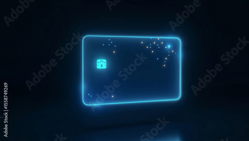 Sleek Translucent Virtual Card Floating Over Dark Digital Background