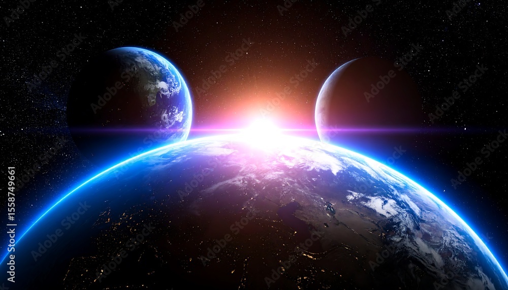 Fototapeta premium Planets rise at dawn