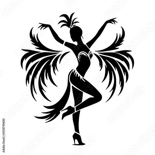 Minimalist Black SVG Silhouette of a Samba Dancer for Carnival or Festival Design Projects