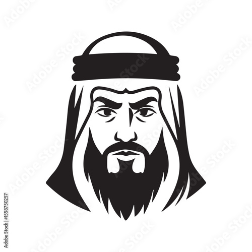 Arab Sheikh Head Silhouette Logo Vector Illustration