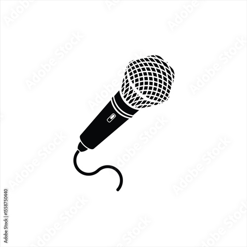 Microphone Silhouette Isolated on White Background
