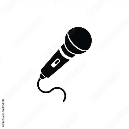 Microphone Silhouette Isolated on White Background
