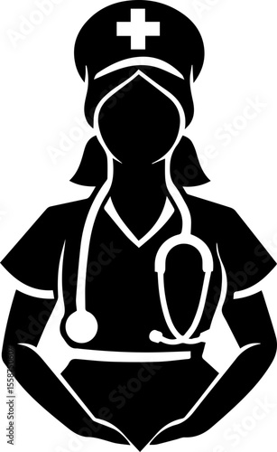 Flat Vector Illustration of Female Nurse Character in Uniform