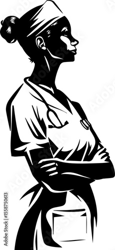Flat Vector Illustration of Female Nurse Character in Uniform
