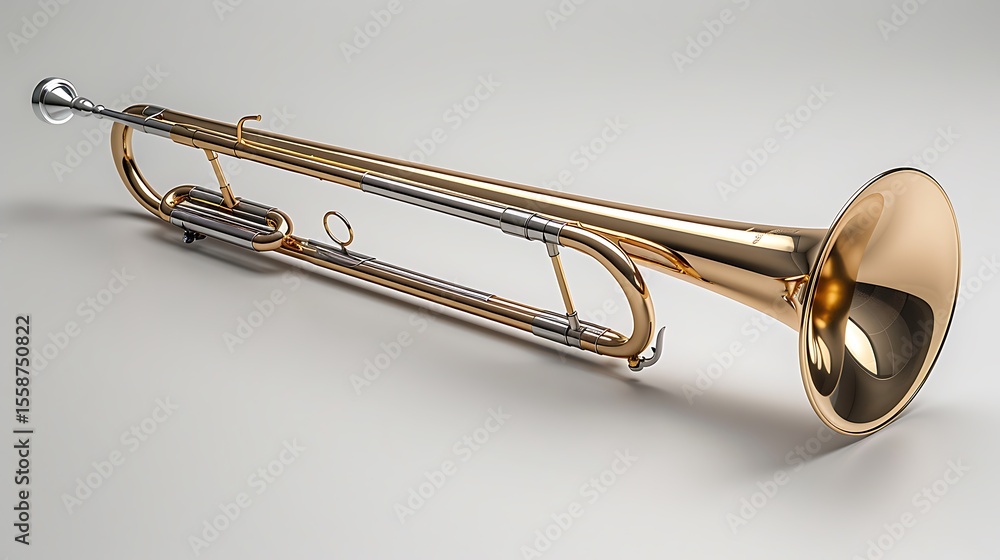 Obraz premium Realistic trumpet photo isolated white background high resolution picture