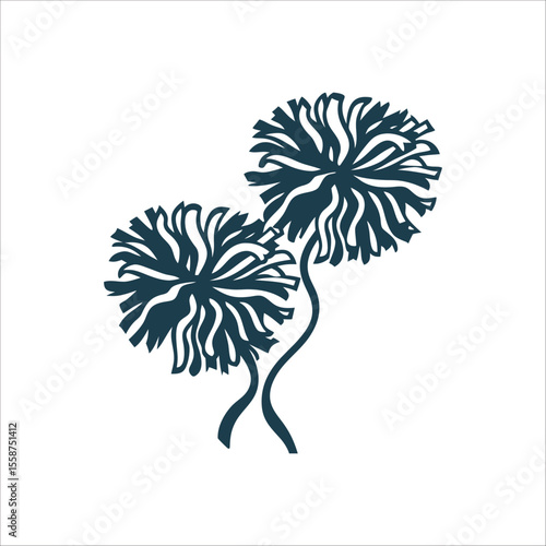Cheerleader Pom Poms Isolated Vector Graphic Cheerleader Pom Poms Flowing dynamic strands