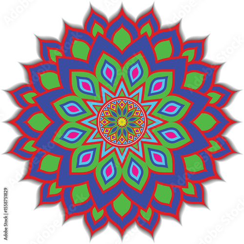 Colorful Mandala vector icon isolated in a white background, easily editable mandala vector, decoration element for meditation poster, yoga, banner, henna, invitation, cover page, design element