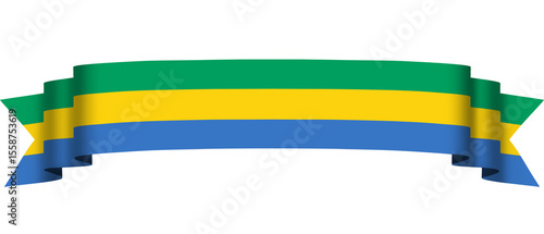 Photos Gabon flag ribbon banner template isolated on transparent background