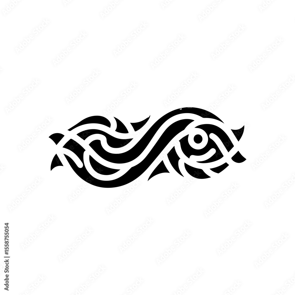 Fototapeta premium Minimal wave shaped tribal tattoo on white background