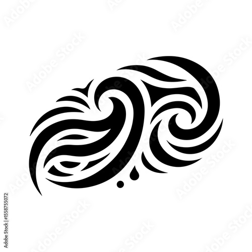 Minimal wave shaped tribal tattoo on white background