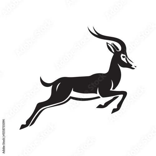Jumping Gazelle Antelope Silhouette Logo Vector Illustration