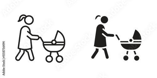 Woman with Baby Stroller icon