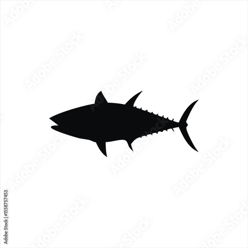 Tuna Silhouette Isolated on White – Marine Life Clip Art for Ocean and Seafood Themes
