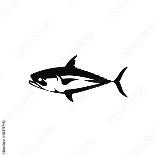 Tuna Silhouette Isolated on White – Marine Life Clip Art for Ocean and Seafood Themes
