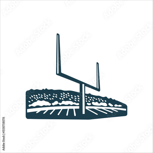 American Football Goalpost Vector Illustration End Zone Corner Bold diagonal pylon
