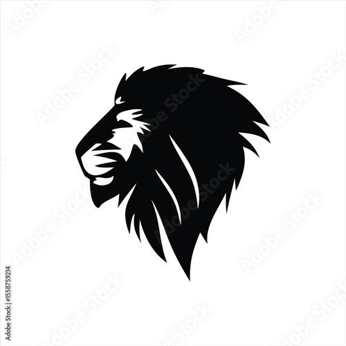 Lion Silhouette Isolated on White – Wildlife Clip Art for Safari and Animal Themes
