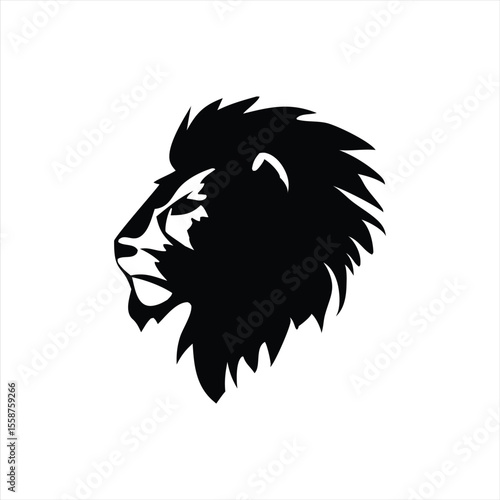 Lion Silhouette Isolated on White – Wildlife Clip Art for Safari and Animal Themes
